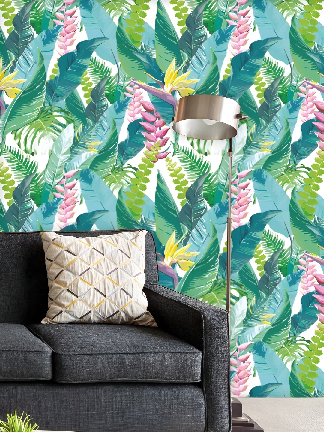 

ArtzFolio Printed UV-Resistant Anti-Bacterial Exotic Flowers LeavesPeel & Stick Wallpaper, Multi