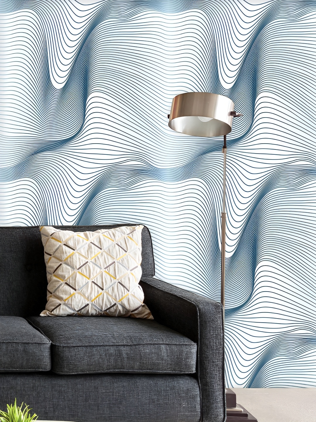 

ArtzFolio Printed UV-Resistant Anti-Bacterial Abstract Wavy Lines Peel & Stick Wallpaper, Multi