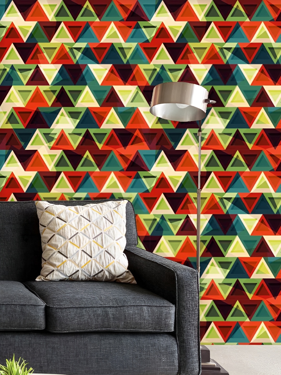 

ArtzFolio Printed UV-Resistant Anti-Bacterial Grunge Triangle Peel & Stick Wallpaper, Multi