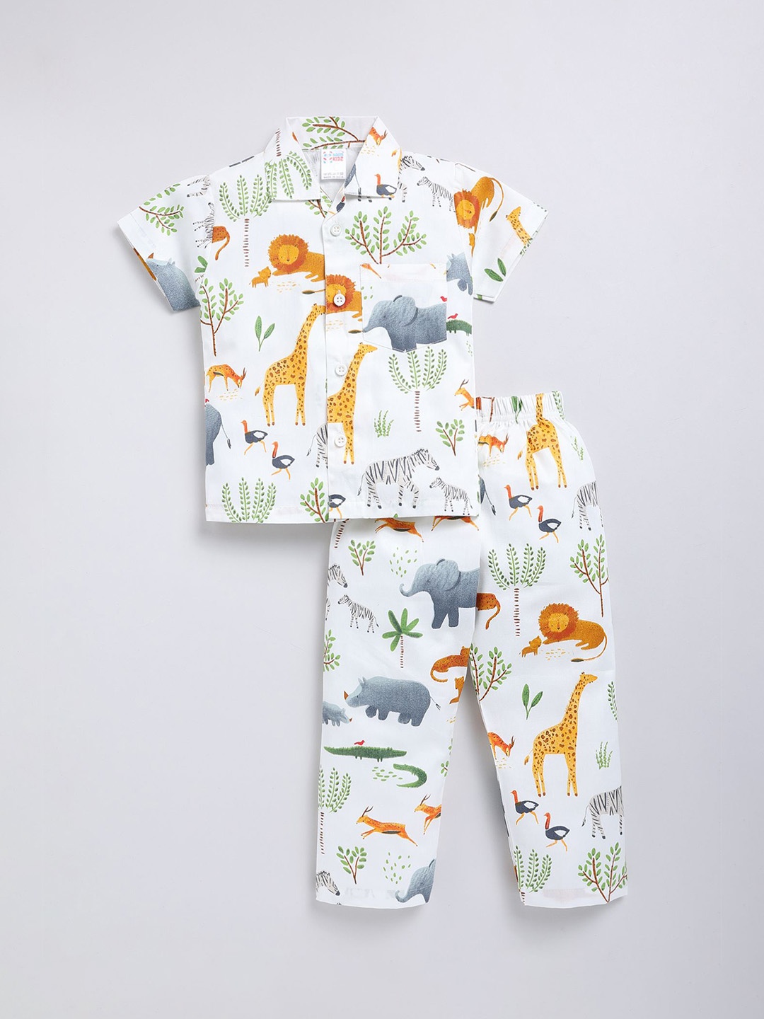 

NAUTI KIDZ Boys Printed Pure Cotton Night suit, White