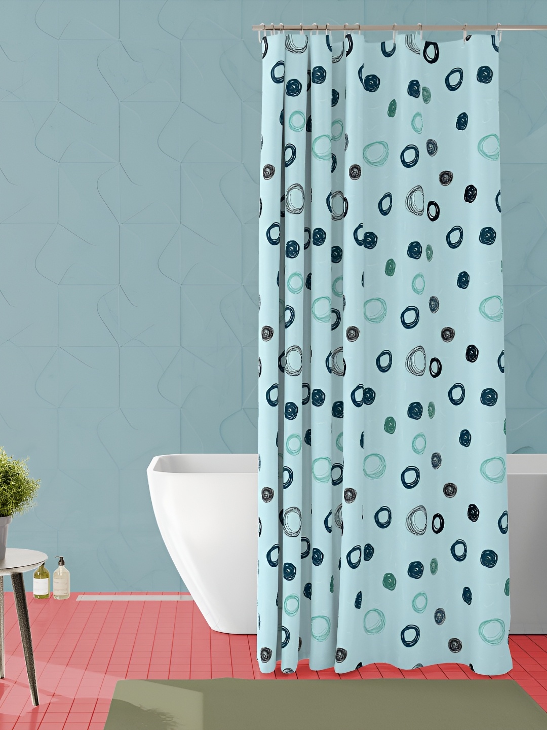 

ArtzFolio Blue & Black Geometric Printed Waterproof Shower Curtain