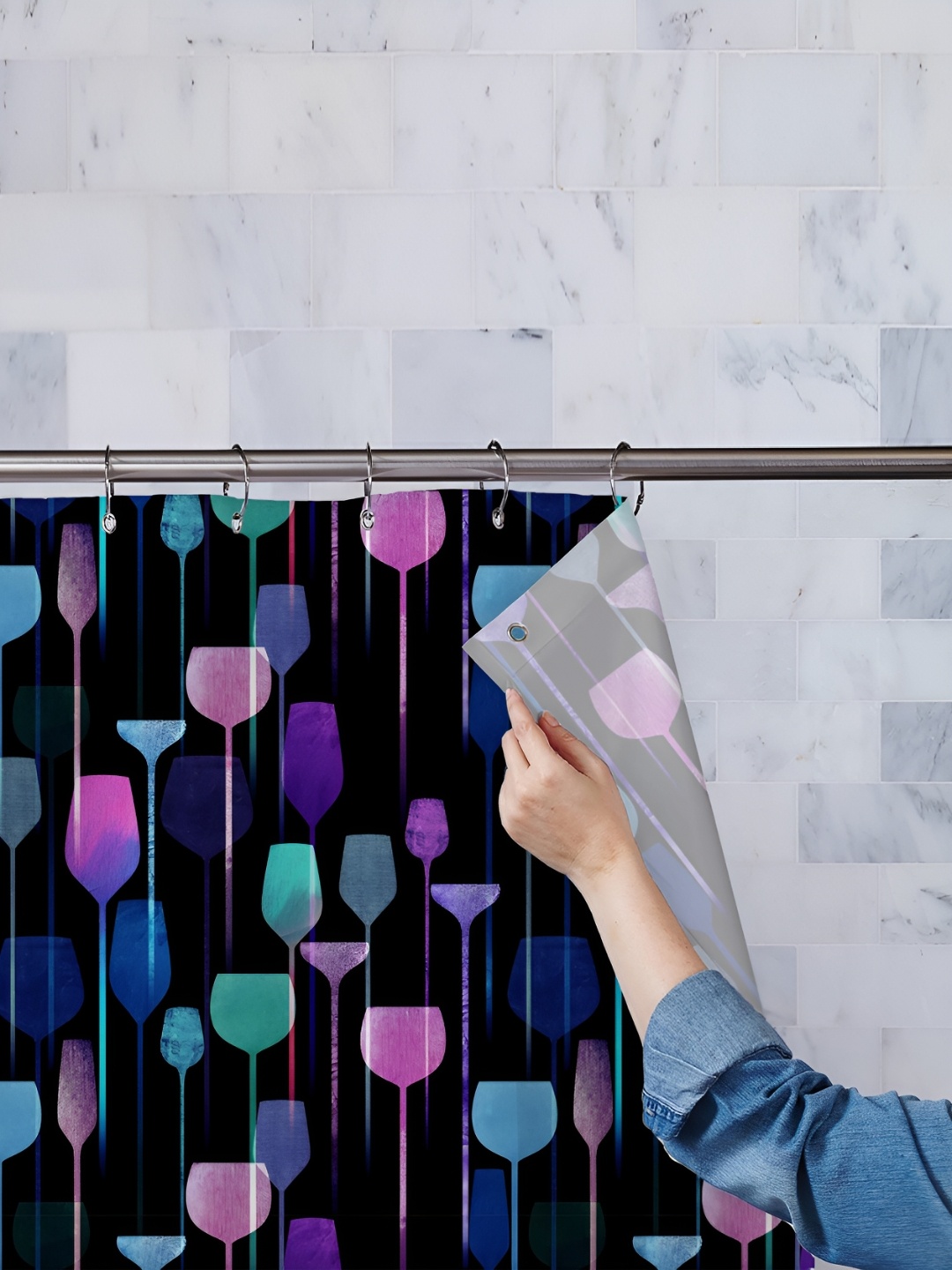 

ArtzFolio Single Piece Waterproof Polyester Shower Curtain, Multi