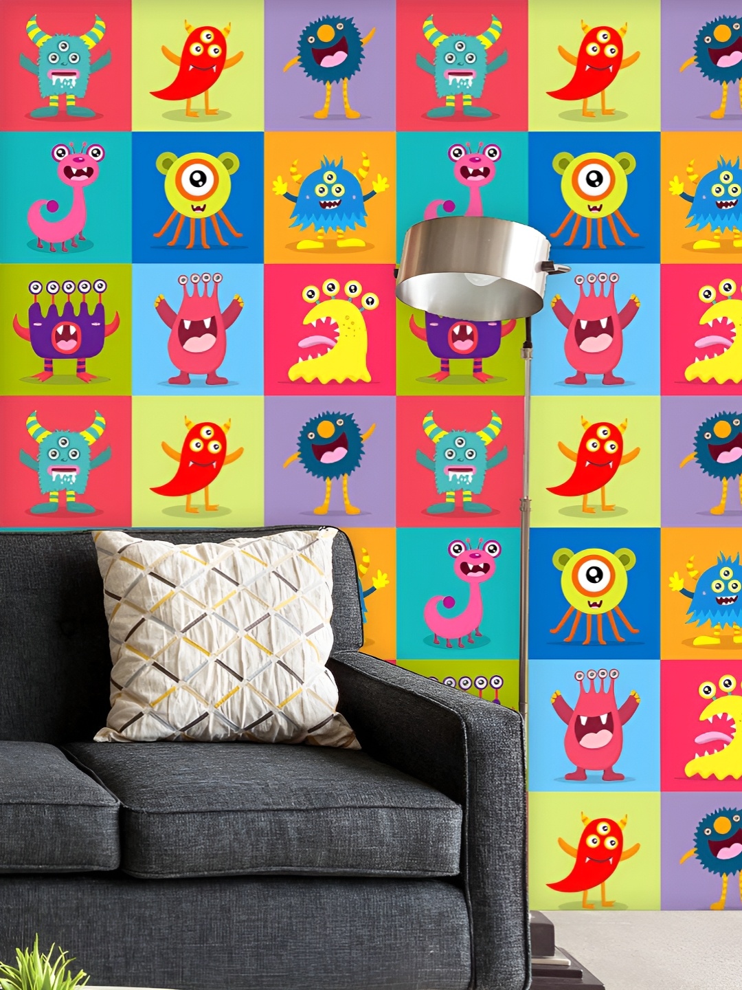 

ArtzFolio Printed UV-Resistant Anti-Bacterial Kids Monster Peel & Stick Wallpaper, Multi