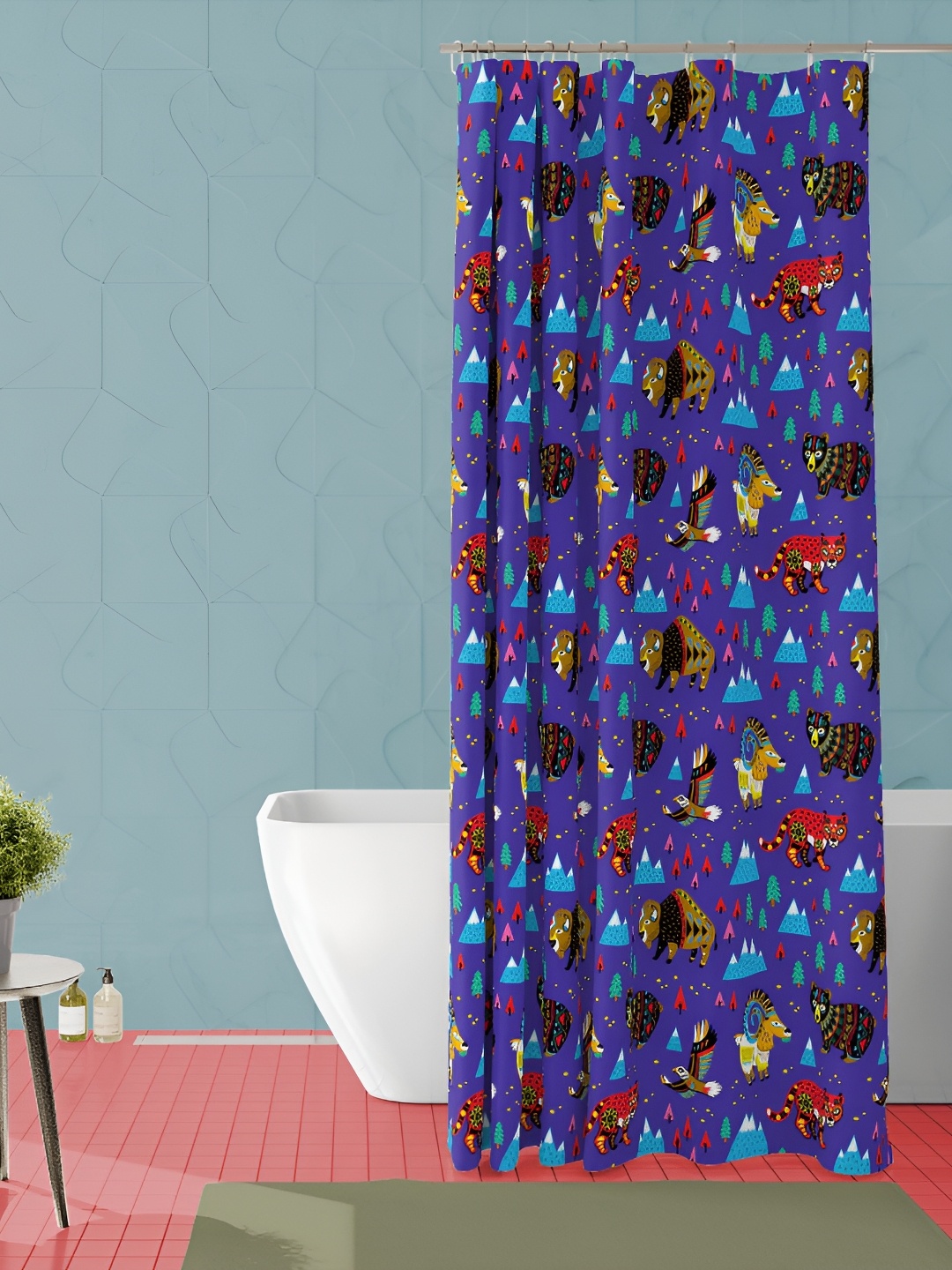 

ArtzFolio Violet & Red Abstract Printed Waterproof Shower Curtain