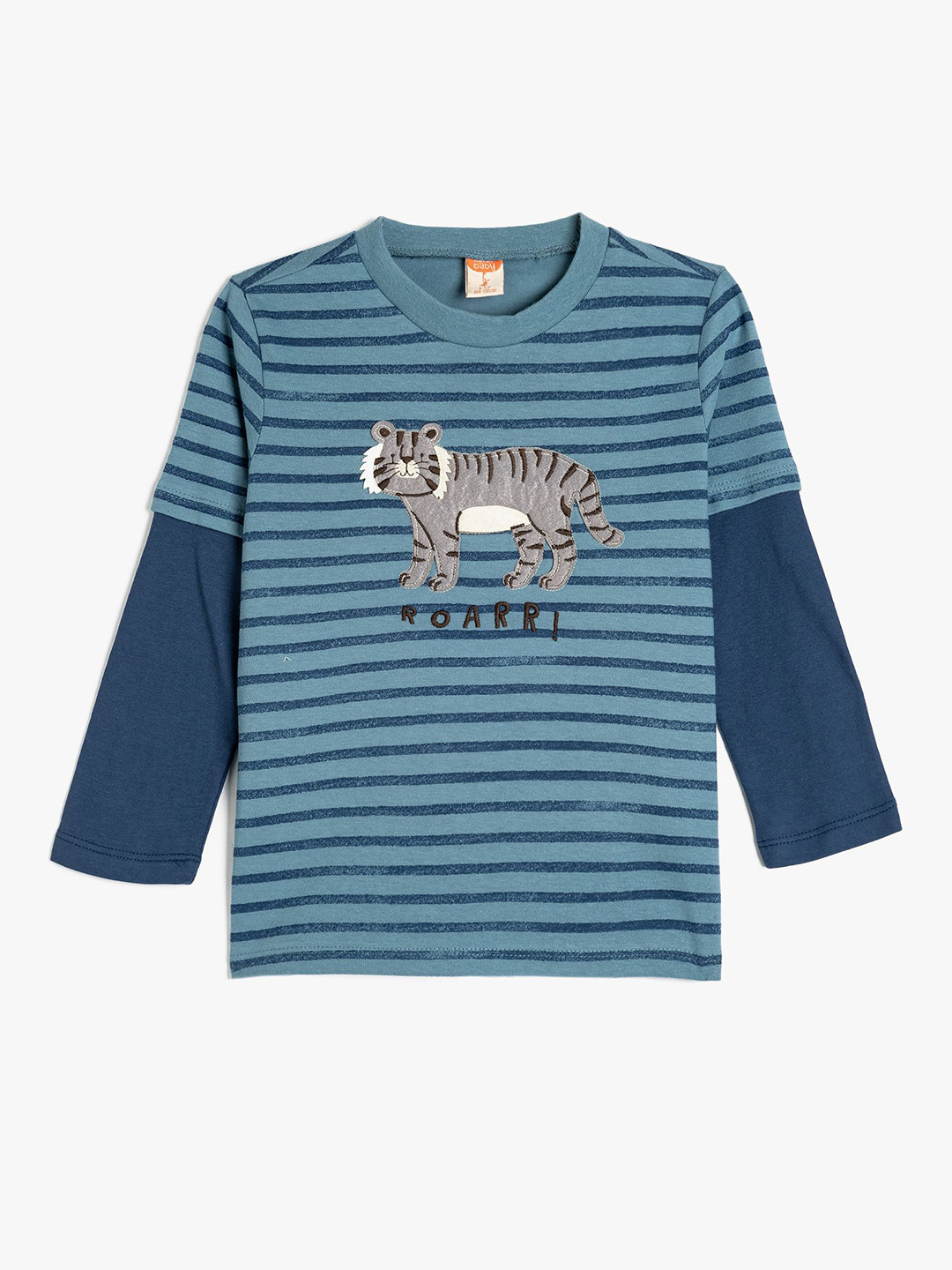 

Koton Boys Striped Round Neck Cotton T-shirt, Blue