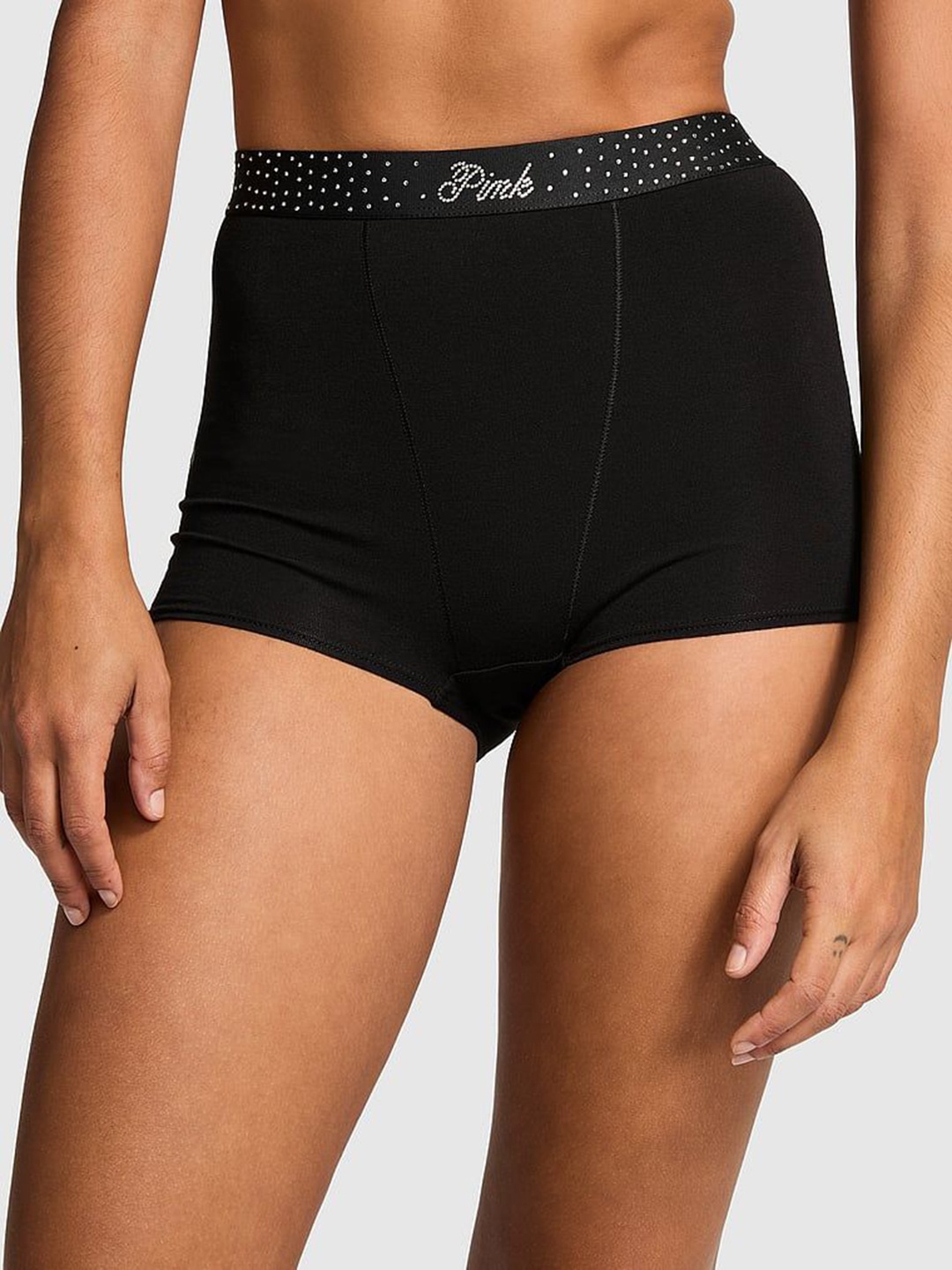 

Victoria's Secret PINK Logo Women High-Waist Boyshort Briefs, Black
