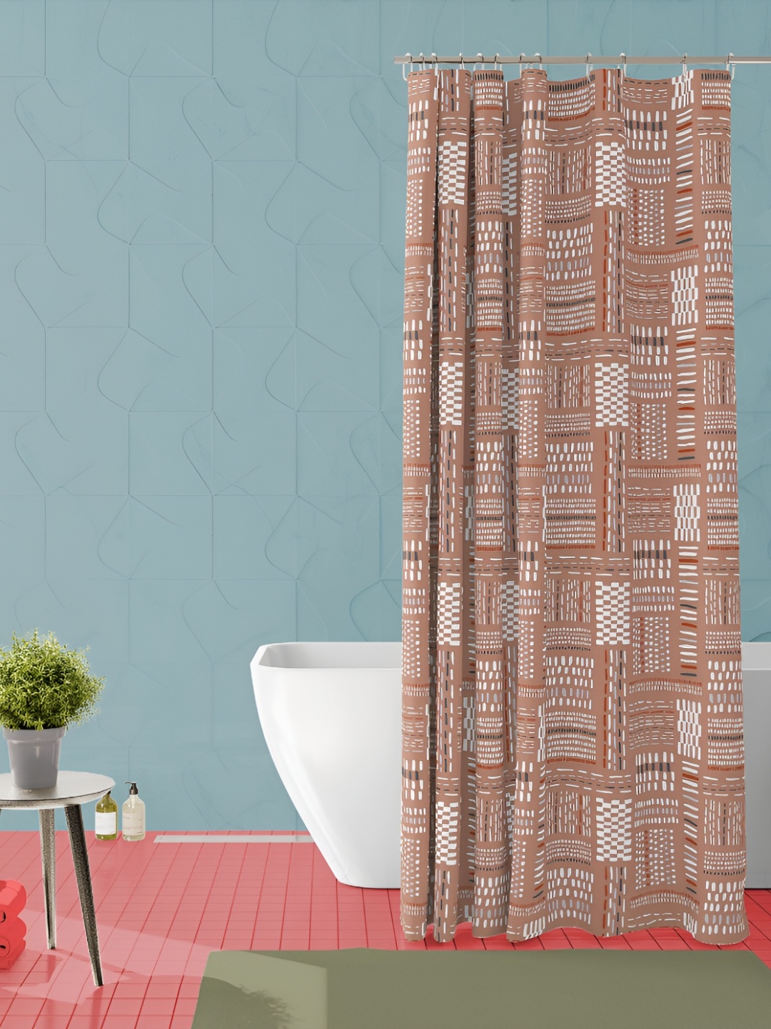 

ArtzFolio Brown and White Geometric Printed Waterproof Shower Curtain