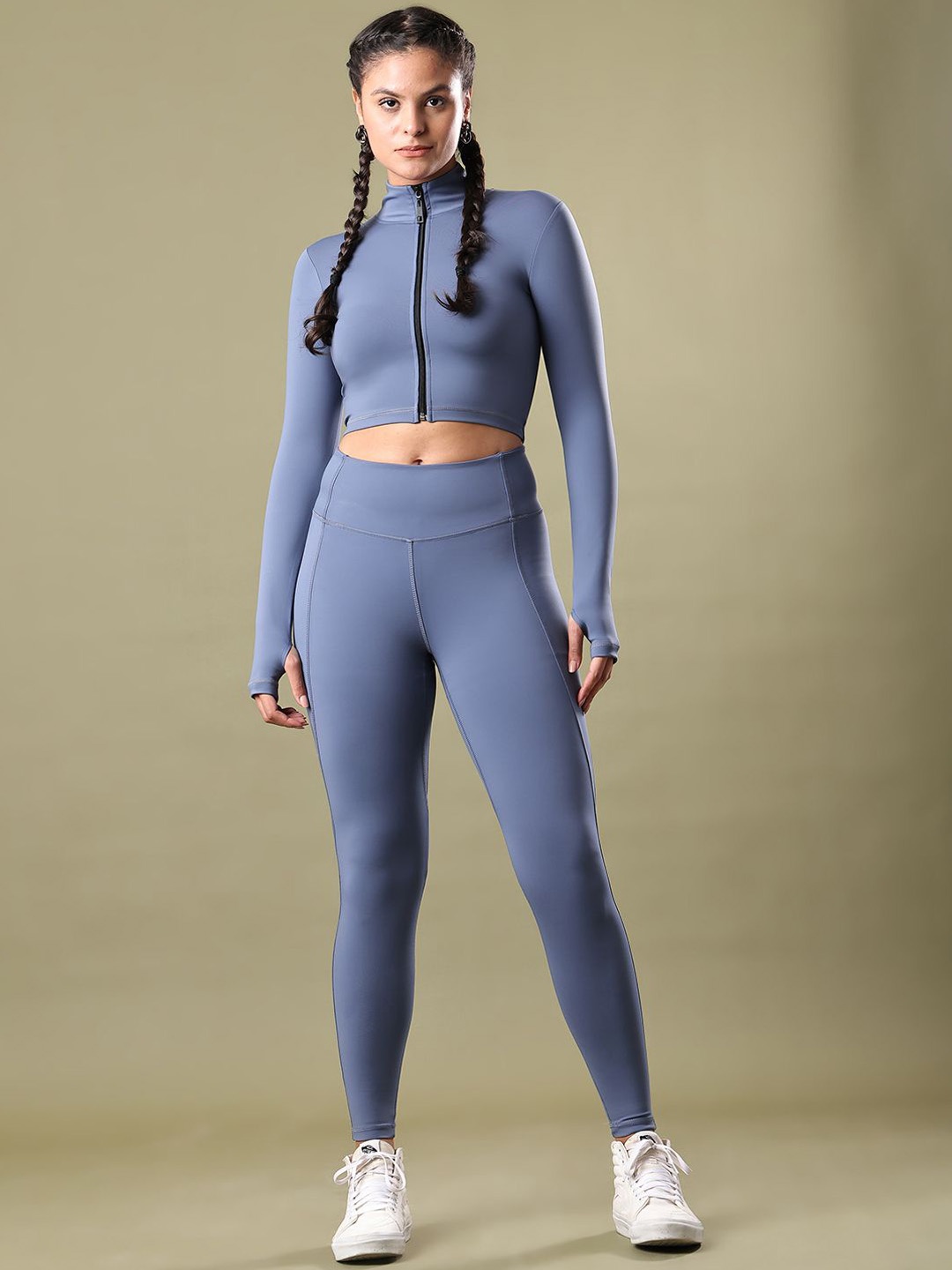 

Aesthetic Bodies High Neck Sweatshirt & Leggings, Blue