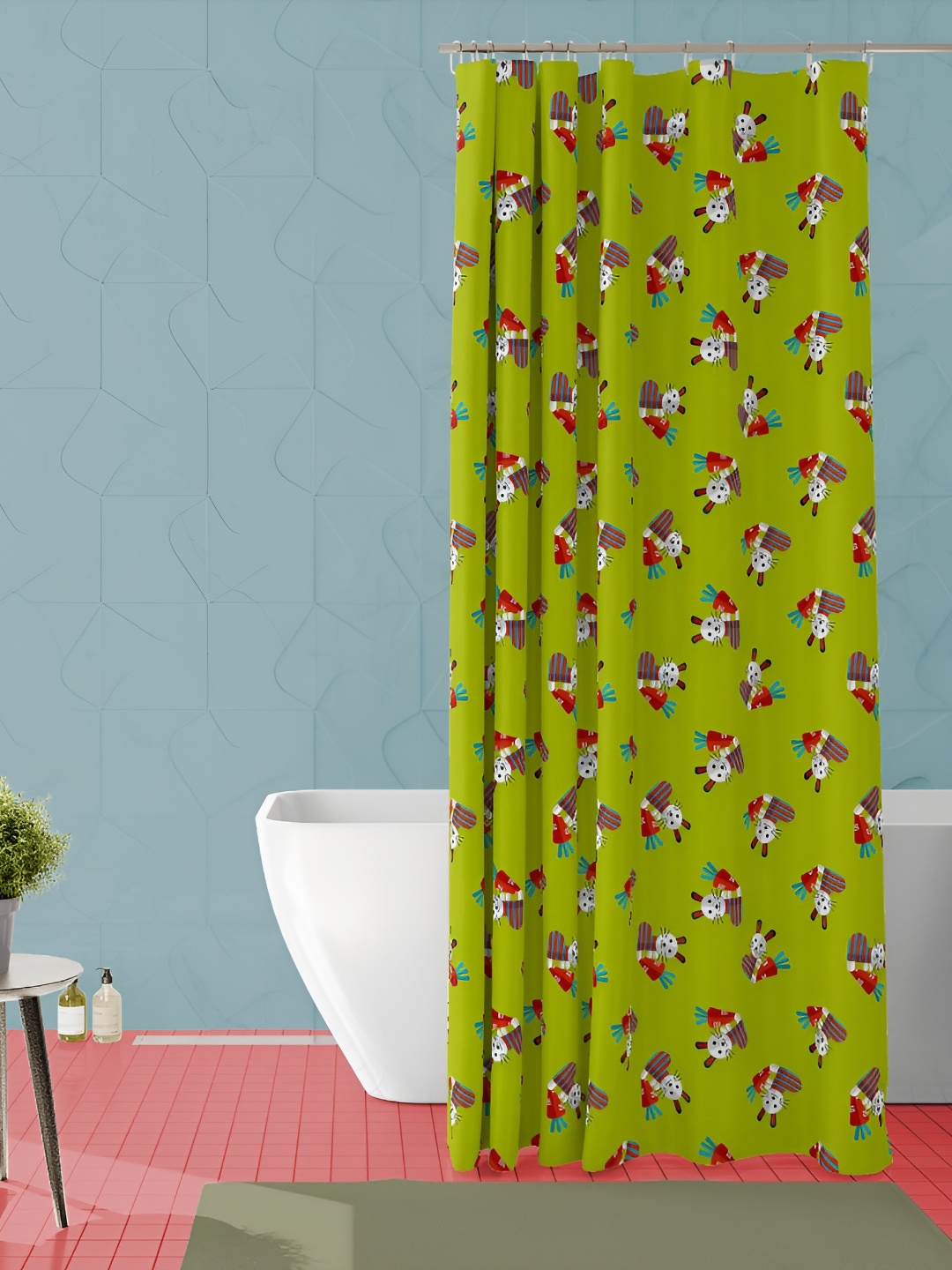 

ArtzFolio Green & White Conversational Printed Waterproof Shower Curtain