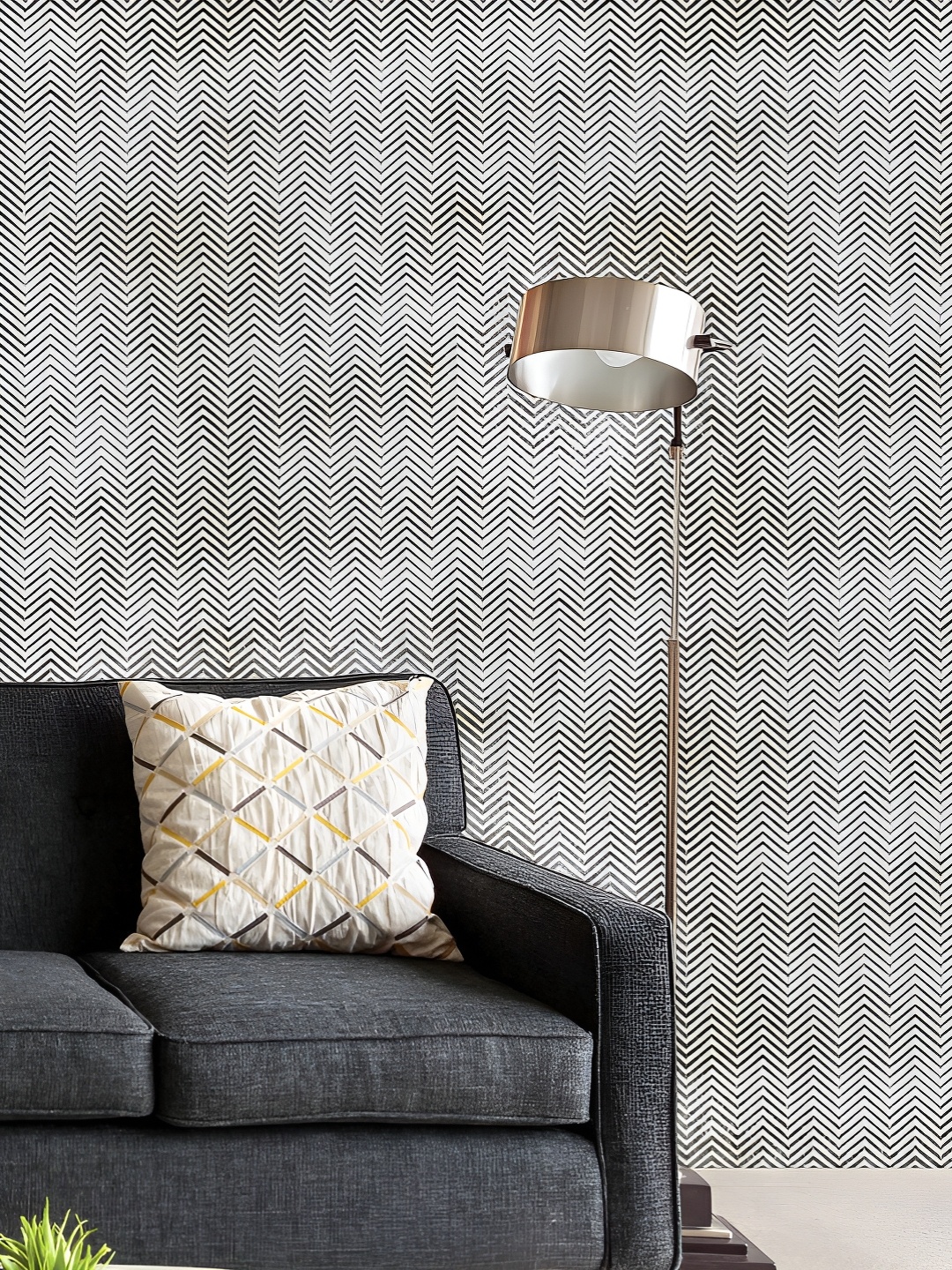 

ArtzFolio Printed UV-Resistant Anti-Bacterial Monochrome Chevron Peel & Stick Wallpaper, Multi
