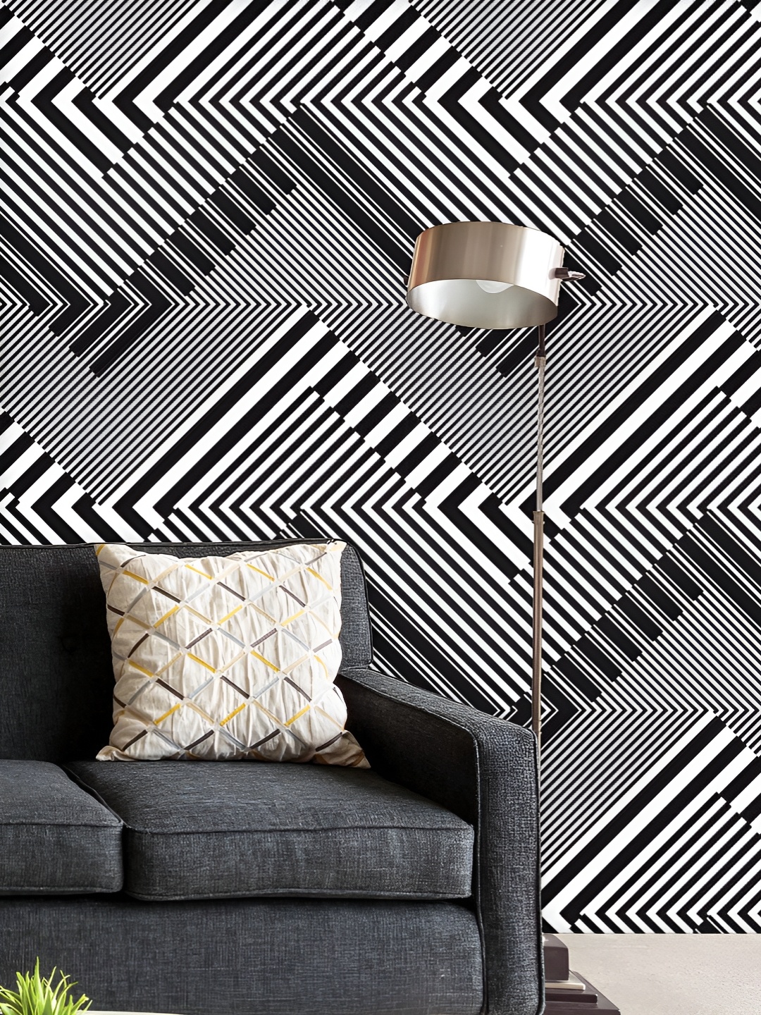 

ArtzFolio Printed UV-Resistant Anti-Bacterial Abstract Geometric Stripes Peel & Stick Wallpaper, Multi