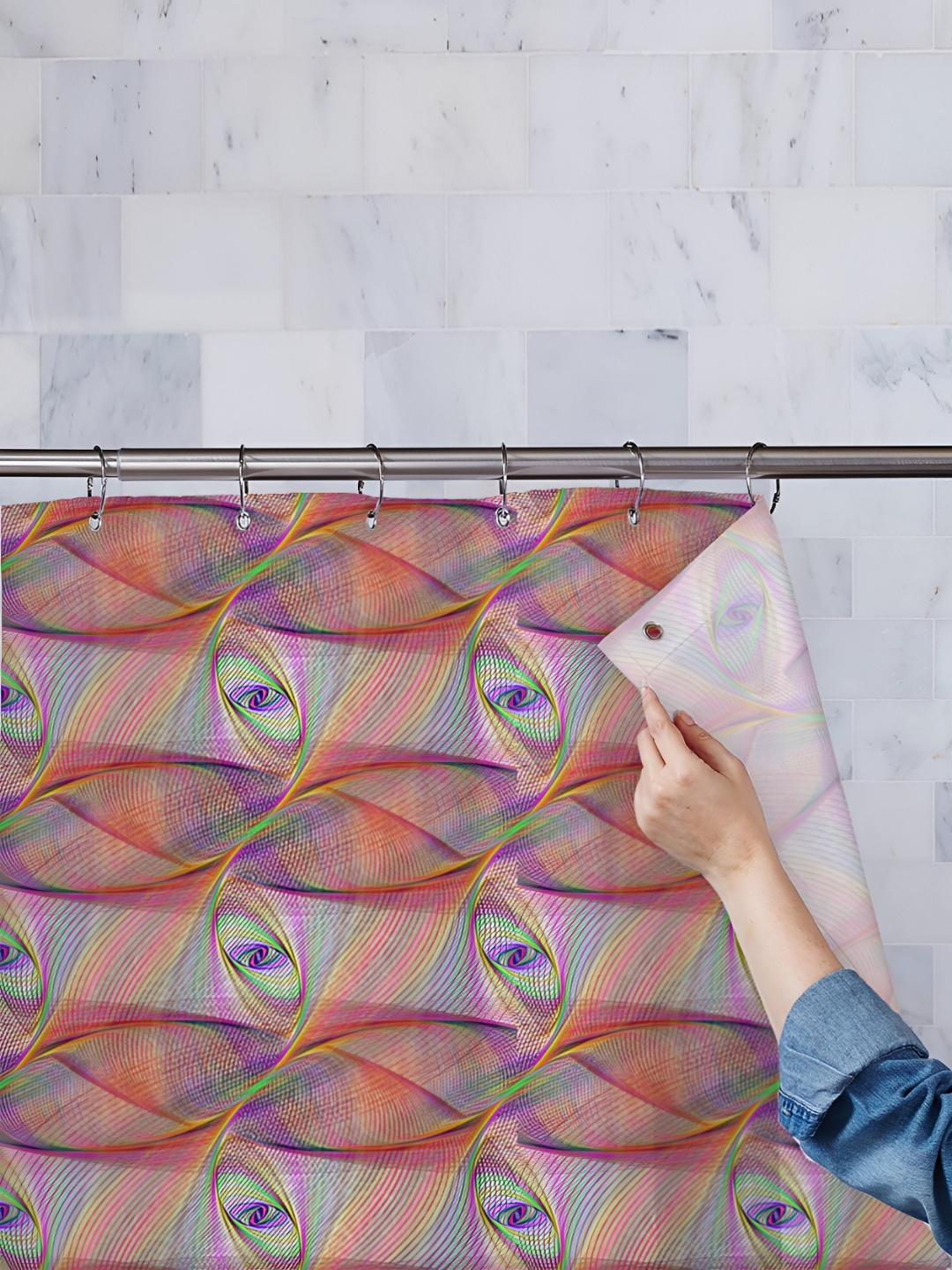 

ArtzFolio Red & Purple Printed Waterproof Shower Curtain