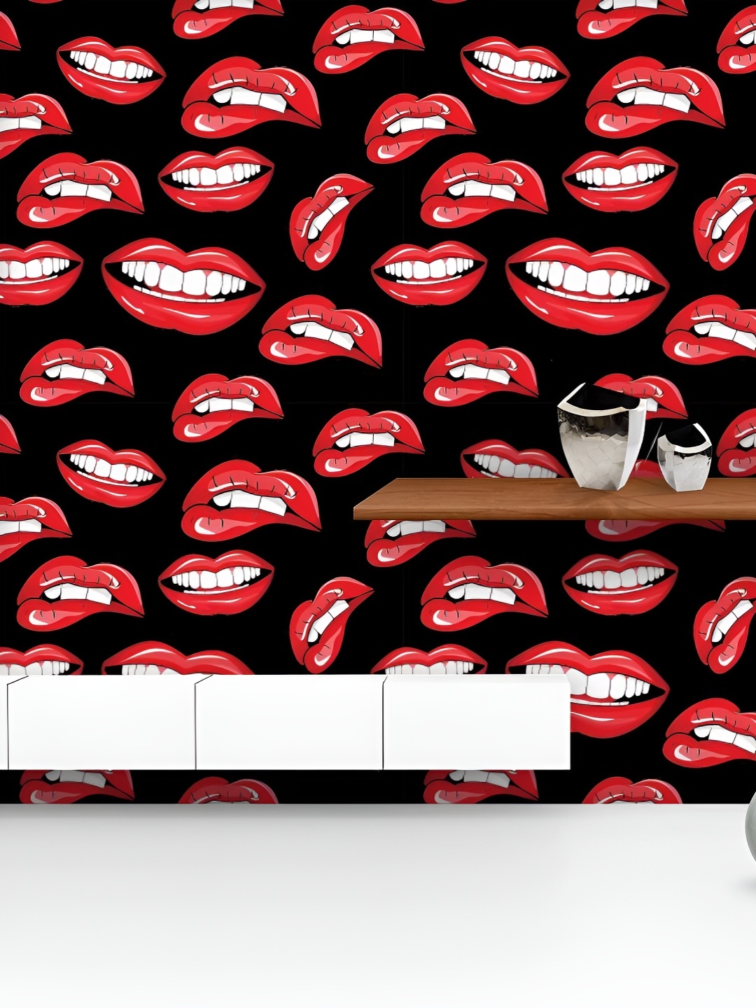 

ArtzFolio Printed UV-Resistant Anti-Bacterial Lips Peel & Stick Wallpaper, Multi