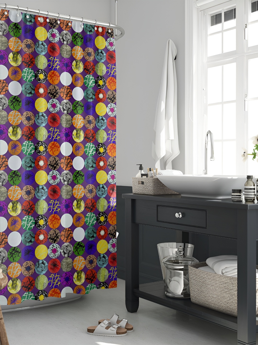 

ArtzFolio Purple & Yellow Printed Waterproof Shower Curtain