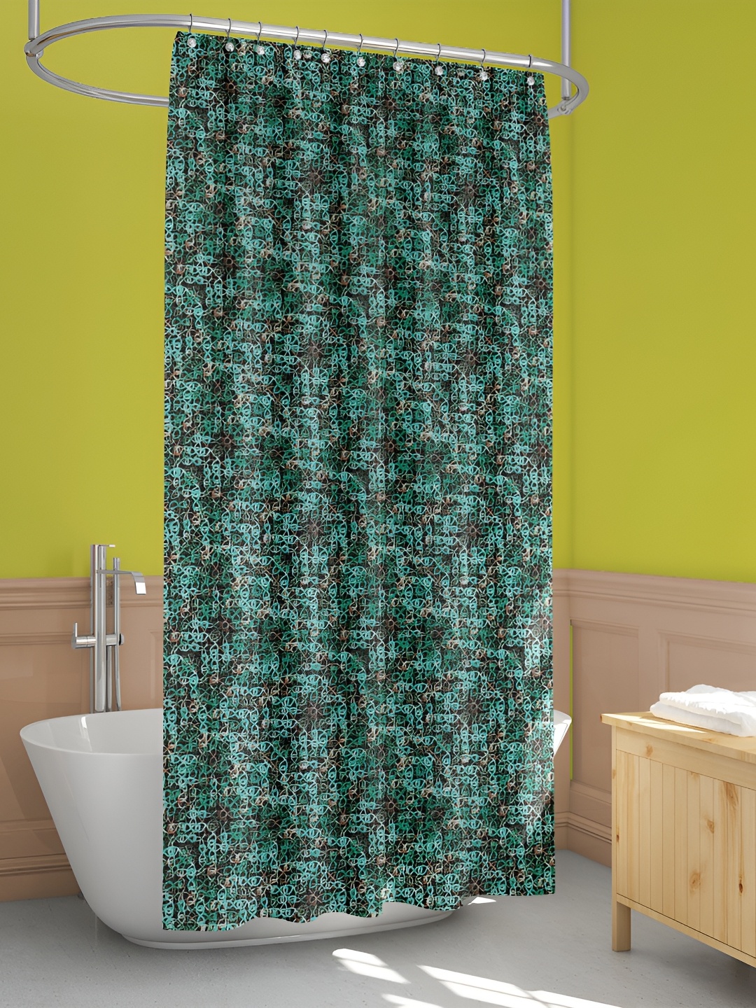 

ArtzFolio Black & Green Printed Waterproof Shower Curtain