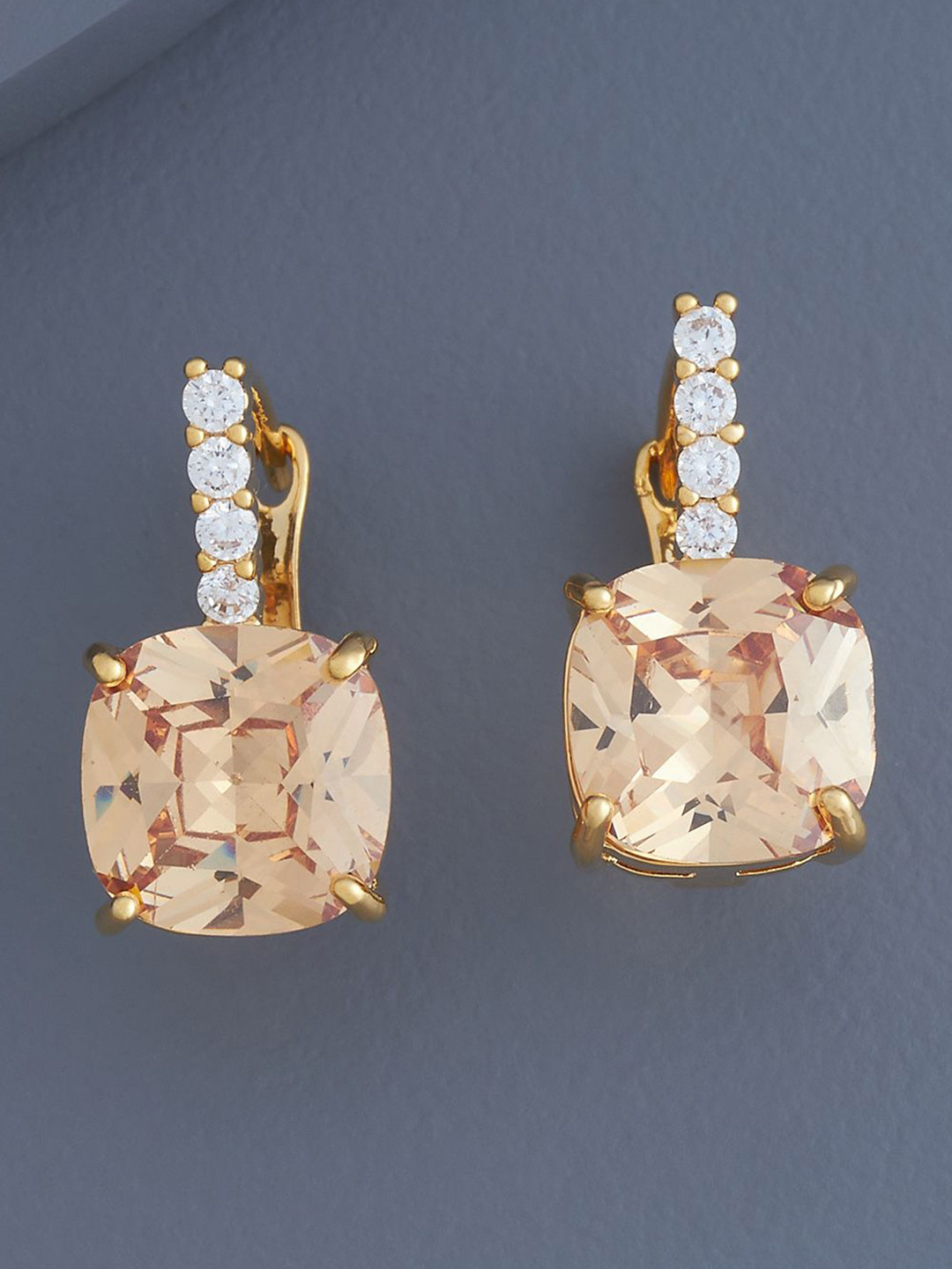 

Kushal's Fashion Jewellery Gold-Plated Zircon Circular Studs, Champagne