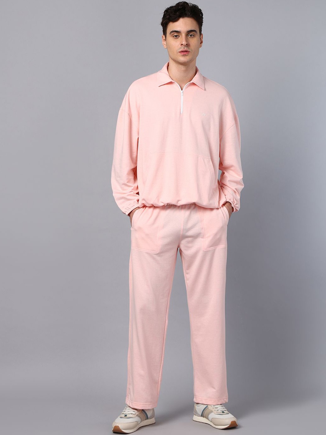 

Slowave Shirt Collar T-Shirt With Trouser, Pink