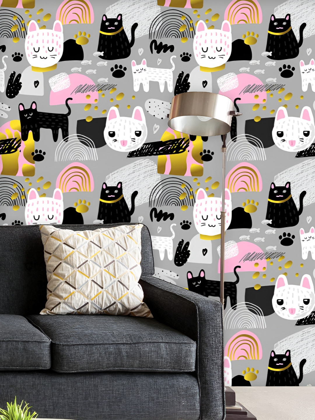 

ArtzFolio Printed UV-Resistant Anti-Bacterial Cats Kitten Peel & Stick Wallpaper, Multi