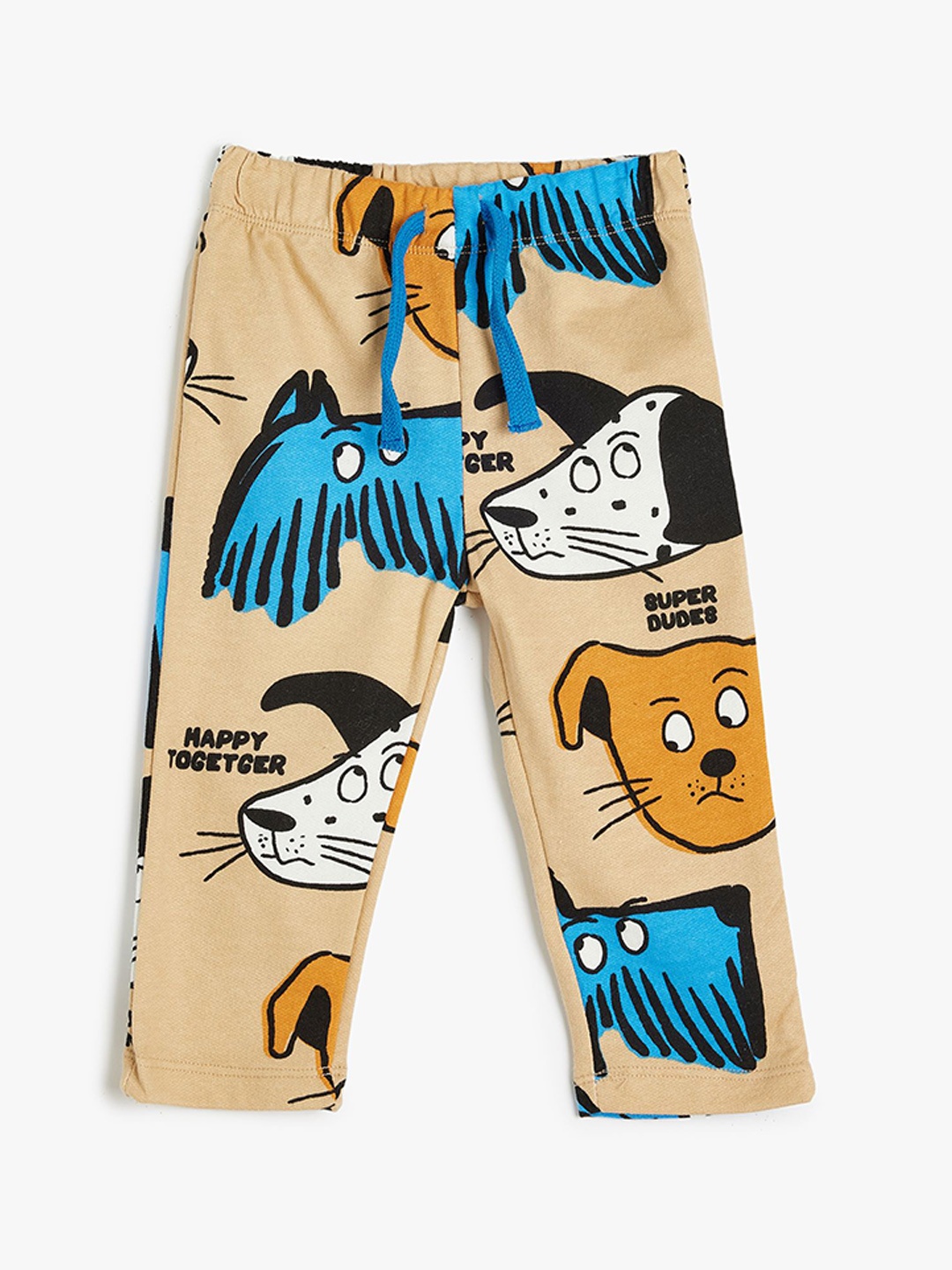 

Koton Boys Printed Pure Cotton Track Pants, Beige