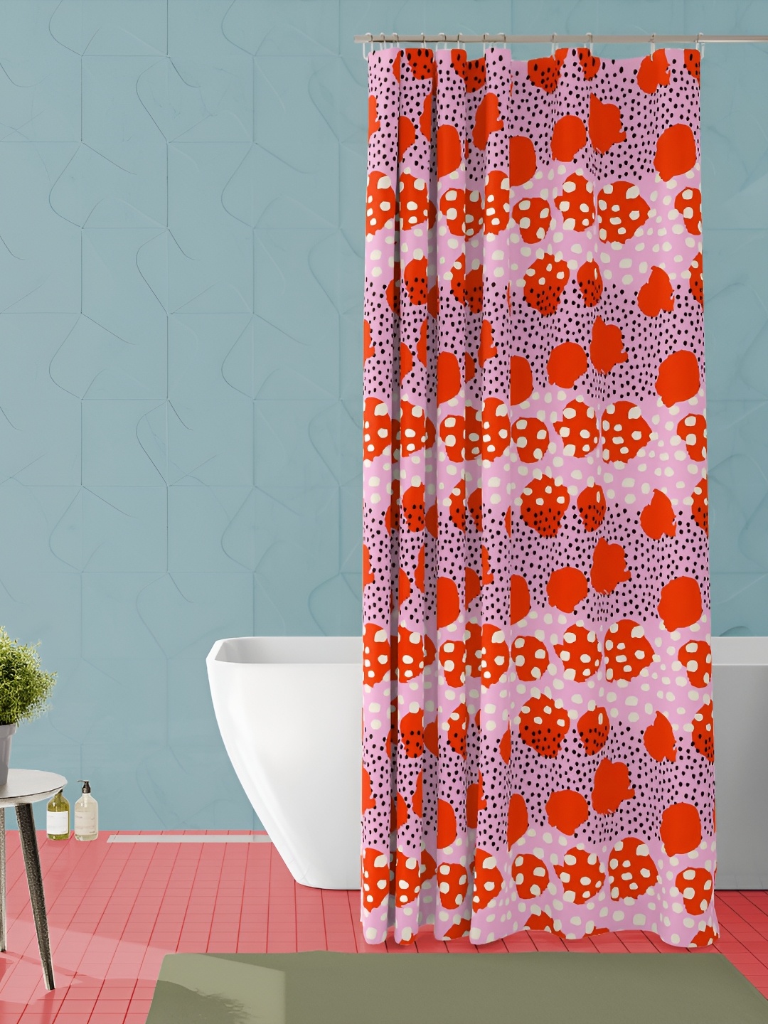 

ArtzFolio Red & Pink Printed Waterproof Shower Curtain
