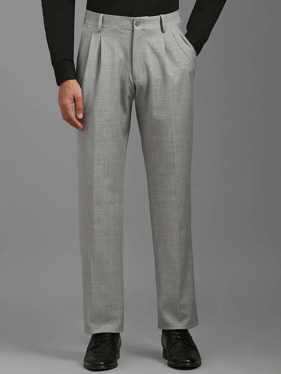 

Louis Philippe Men Pleated Formal Trousers, Grey