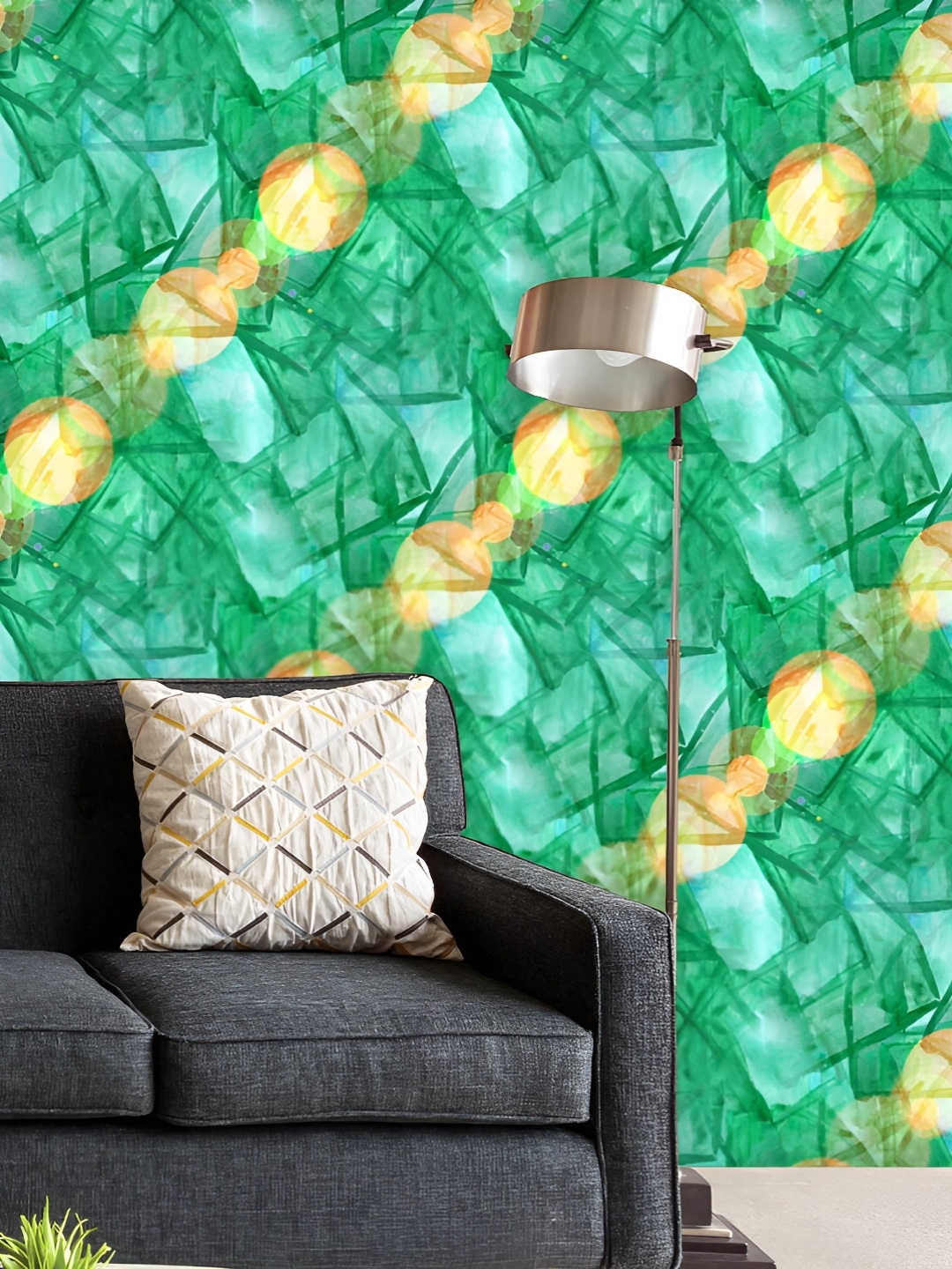 

ArtzFolio Printed UV-Resistant Anti-Bacterial Abstract Watercolor Green Bokeh Peel & Stick Wallpaper, Multi