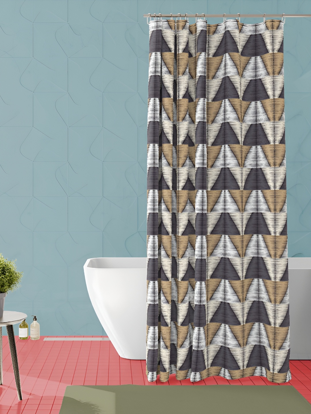 

ArtzFolio White & Brown Printed Waterproof Shower Curtain