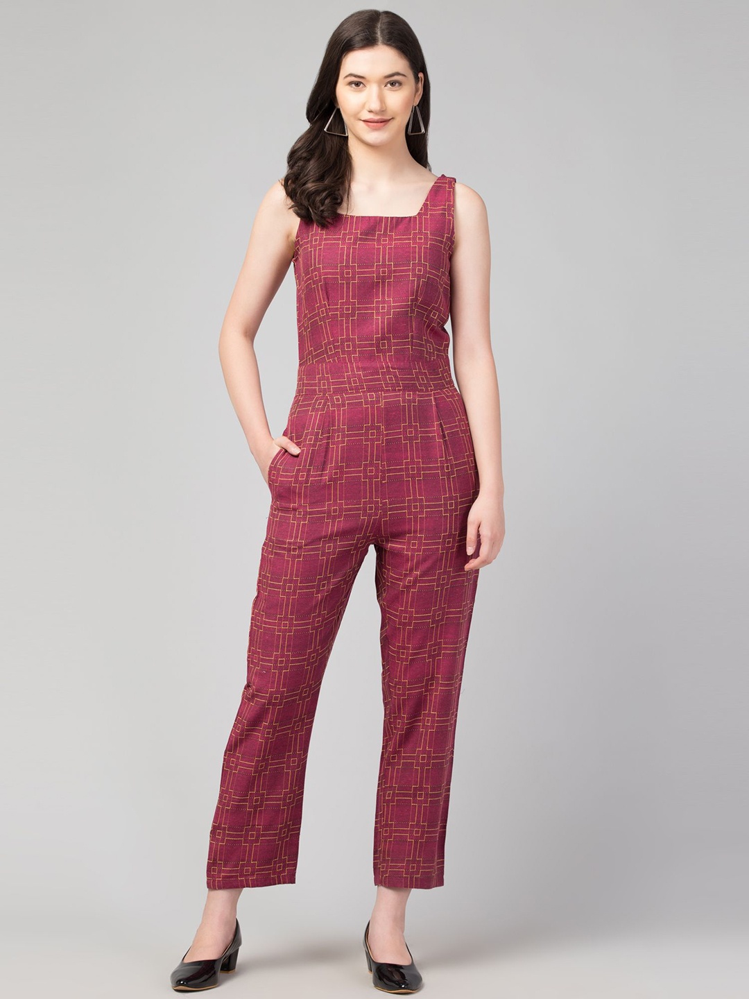 

Zuvino Women Printed Basic Jumpsuit, Burgundy