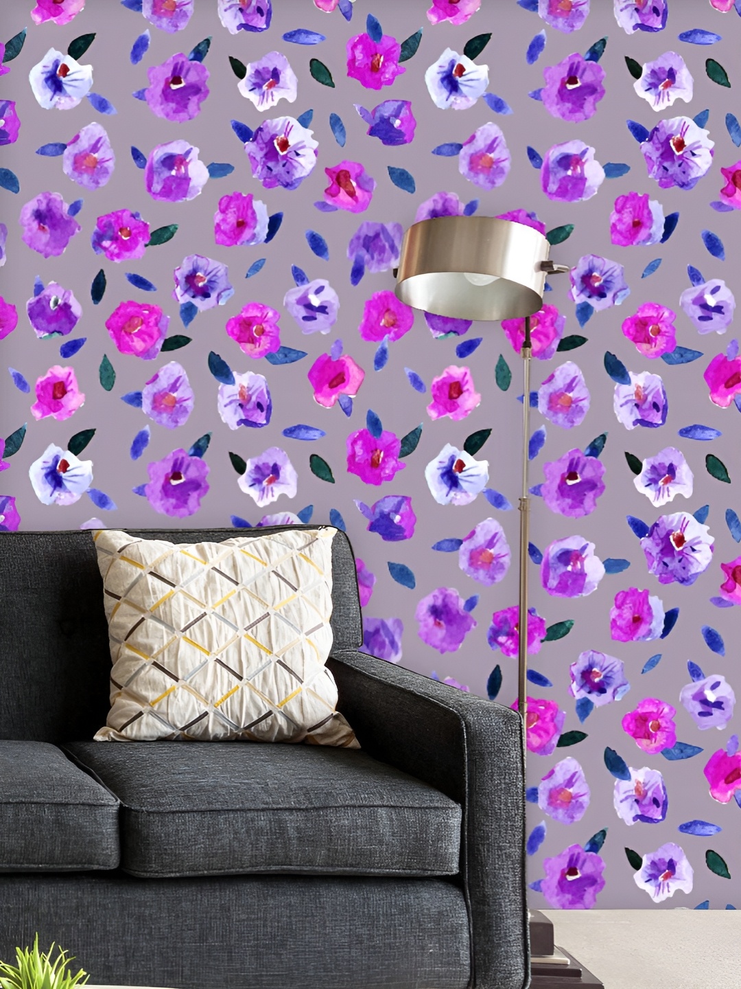 

ArtzFolio Printed UV-Resistant Anti-Bacterial Watercolor Flowers And Leaves Peel & Stick Wallpaper, Multi