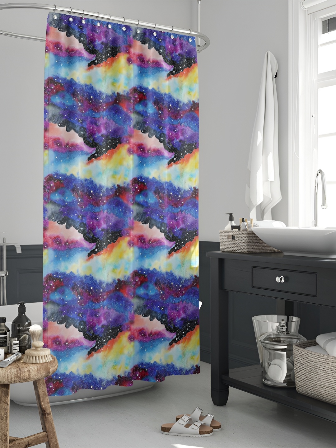 

ArtzFolio Single Piece Waterproof Polyester Shower Curtain, Multi