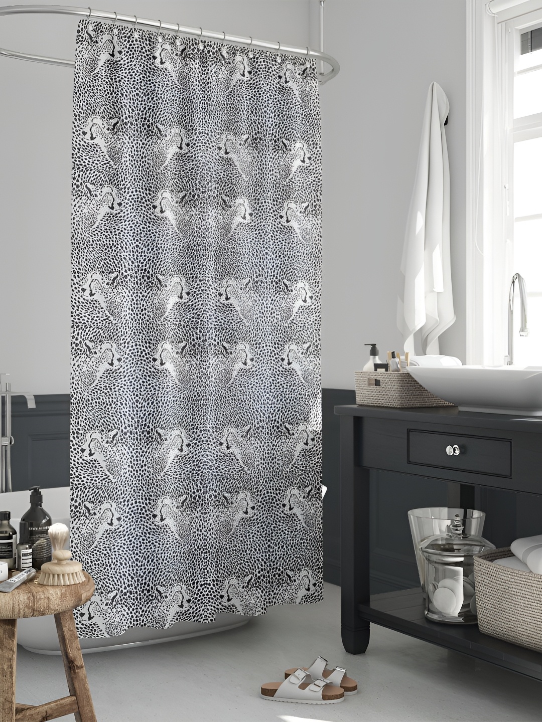 

ArtzFolio White & Black Printed Waterproof Shower Curtains