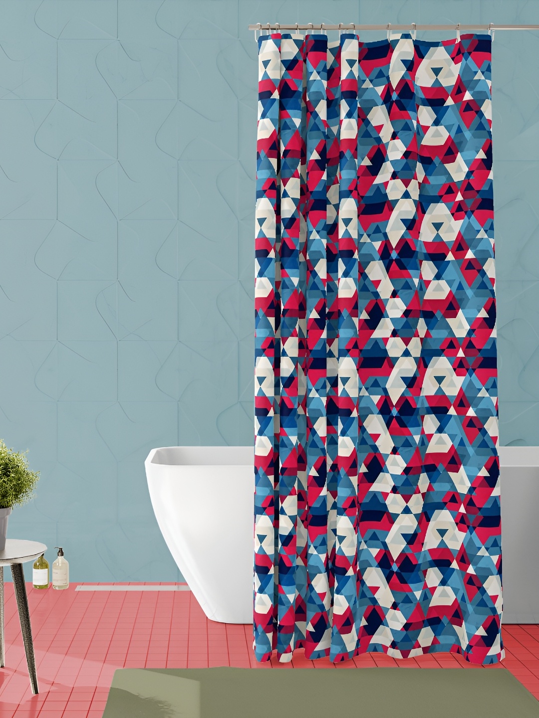 

ArtzFolio White & Blue Printed Waterproof Shower Curtains