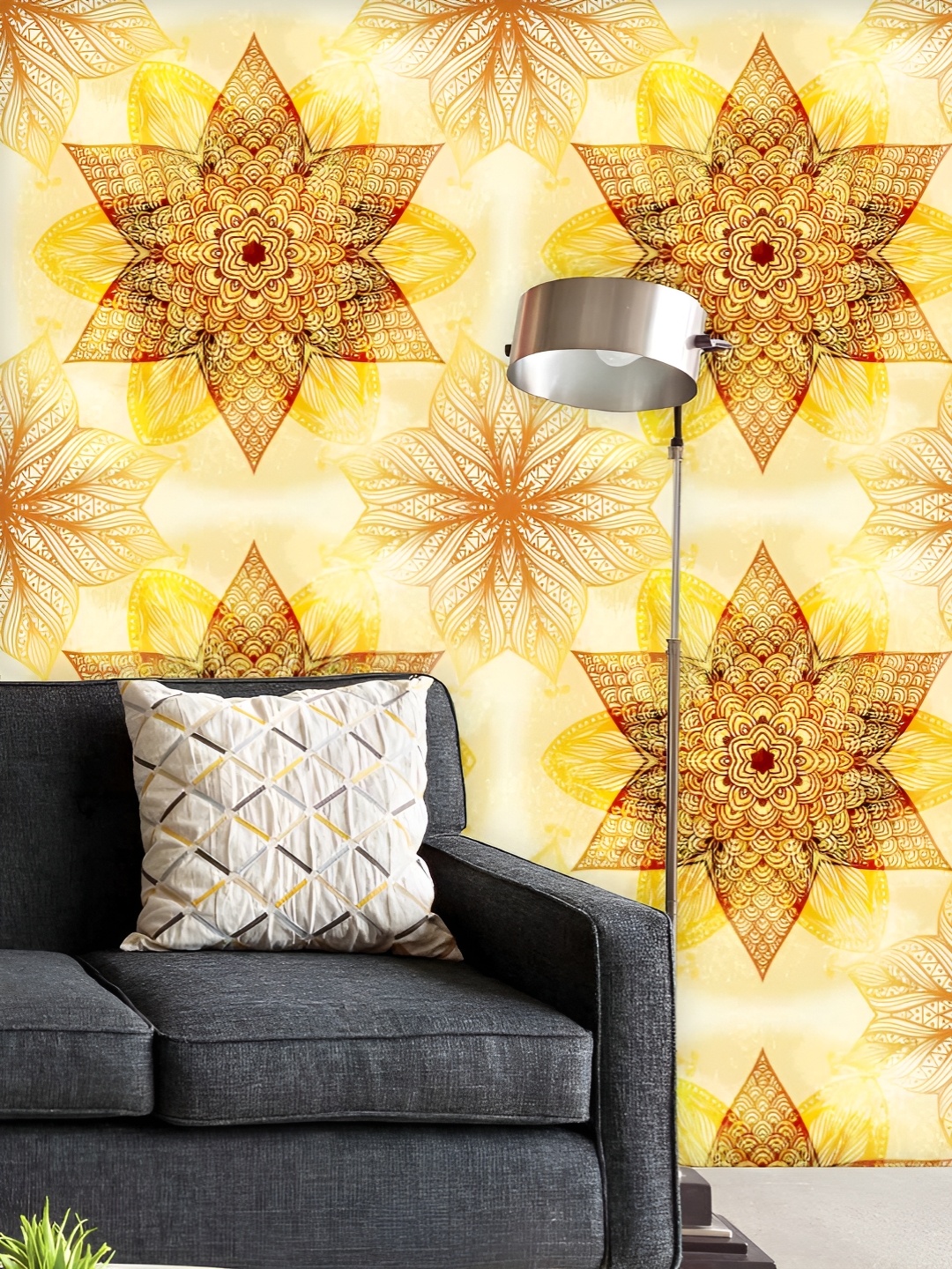 

ArtzFolio Printed UV-Resistant Anti-Bacterial Ethnic Beige Ornament Peel & Stick Wallpaper, Multi