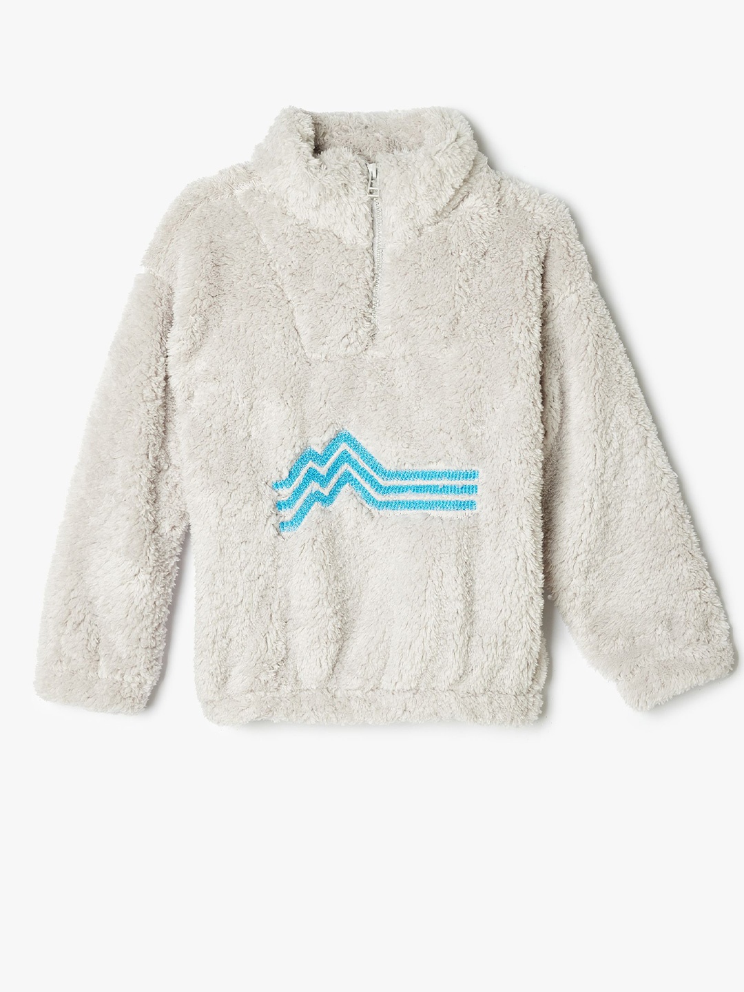 

Koton Boys Mock Collar Half Zipper Sweatshirt, Grey
