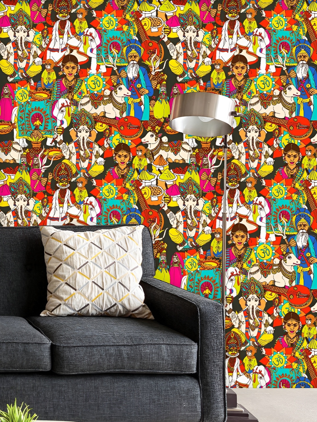 

ArtzFolio Printed UV-Resistant Anti-Bacterial Indian Cultural Holy Animals Peel & Stick Wallpaper, Multi