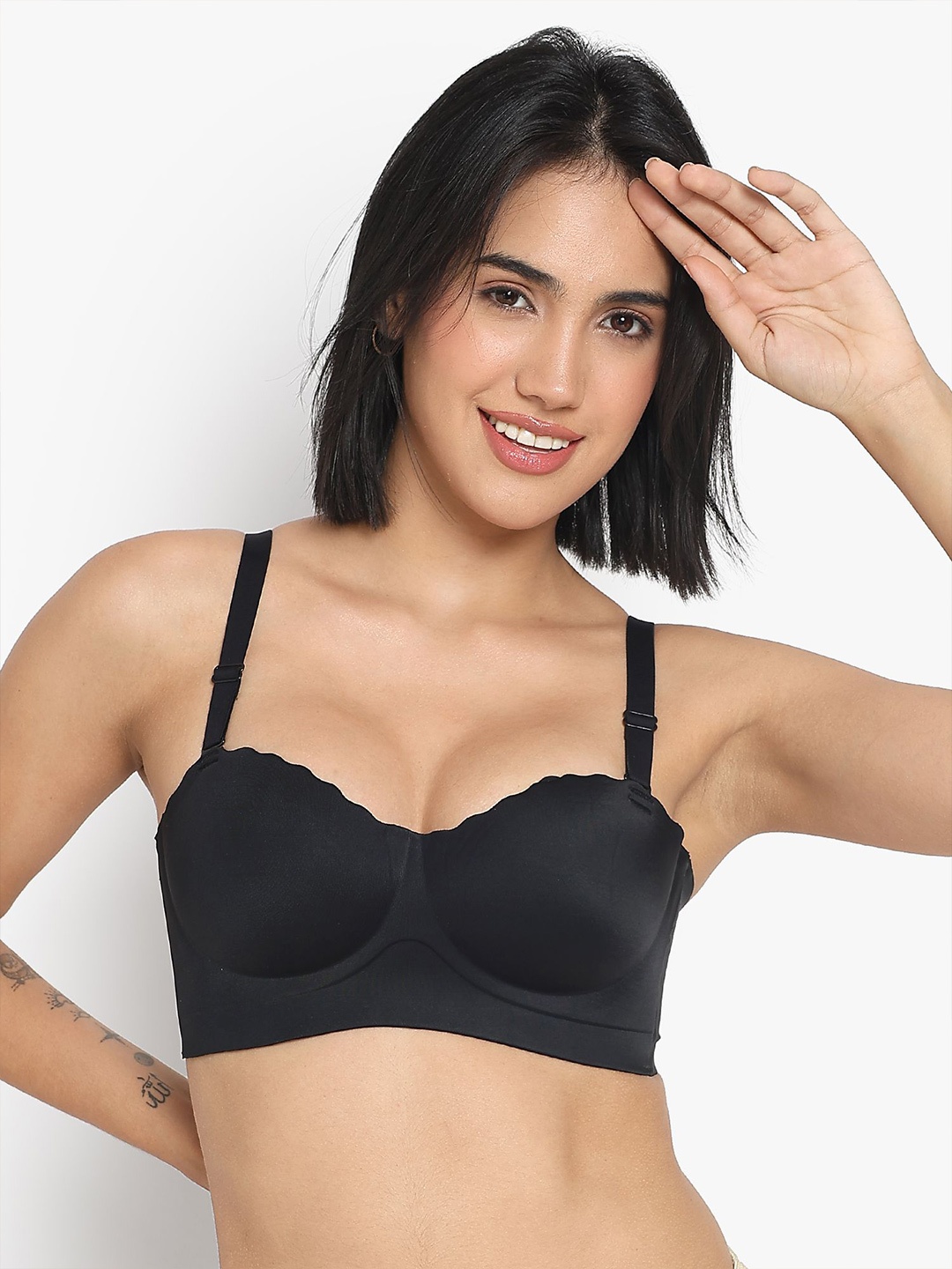 

PARKHA Women Seamless Medium Coverage Heavily Padded Push-Up Bra, Black