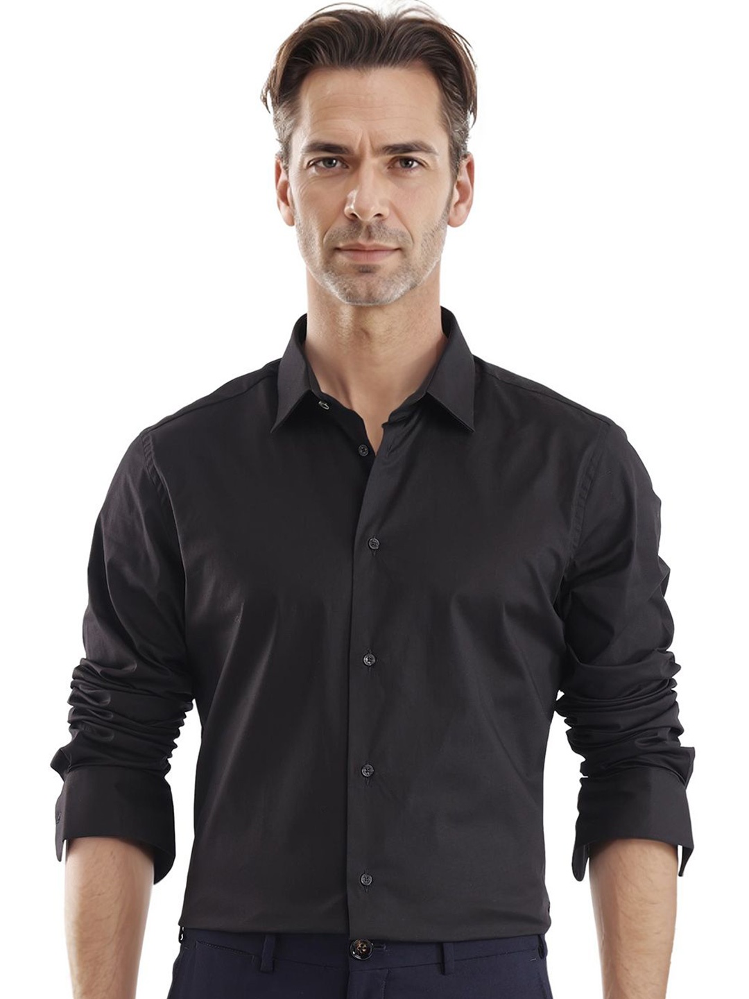 

RARE RABBIT Men Comfort Opaque Casual Shirt, Black