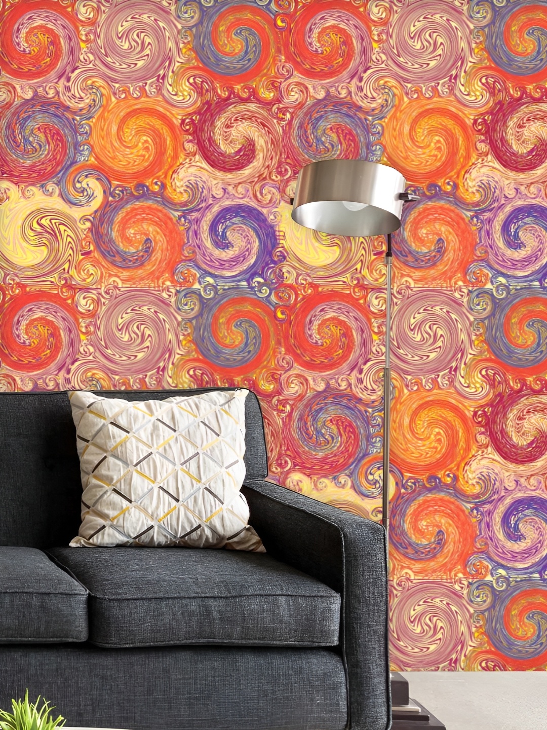 

ArtzFolio Printed UV-Resistant Anti-Bacterial Grunge SwirlsPeel & Stick Wallpaper, Multi