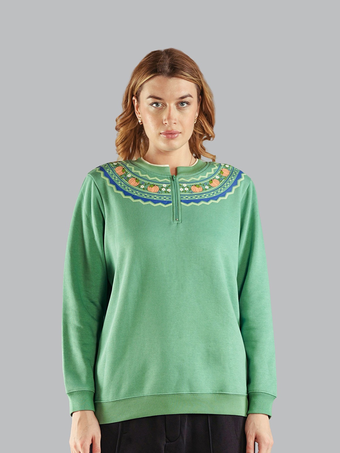 

Nimble Women Printed Sweatshirt, Green