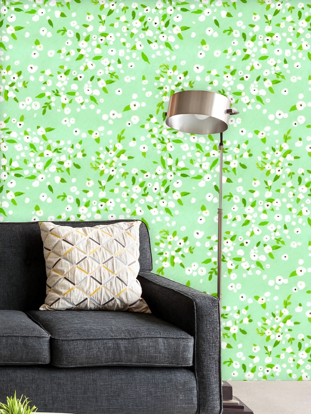 

ArtzFolio Printed UV-Resistant Anti-Bacterial Green Floral Art Peel & Stick Wallpaper, Multi