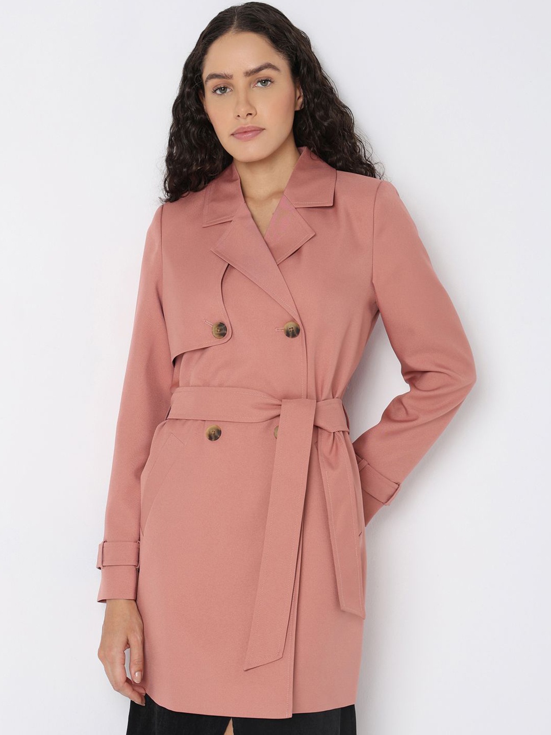 

Vero Moda Women Double-Breasted Trench Coat, Pink