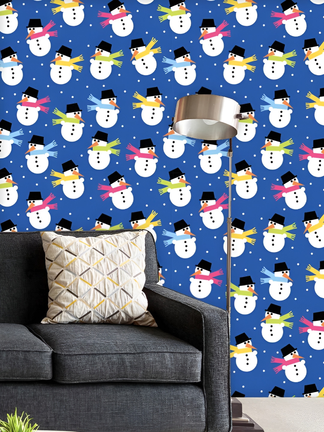 

ArtzFolio Printed UV-Resistant Anti-Bacterial Snowman Peel & Stick Wallpaper, Multi