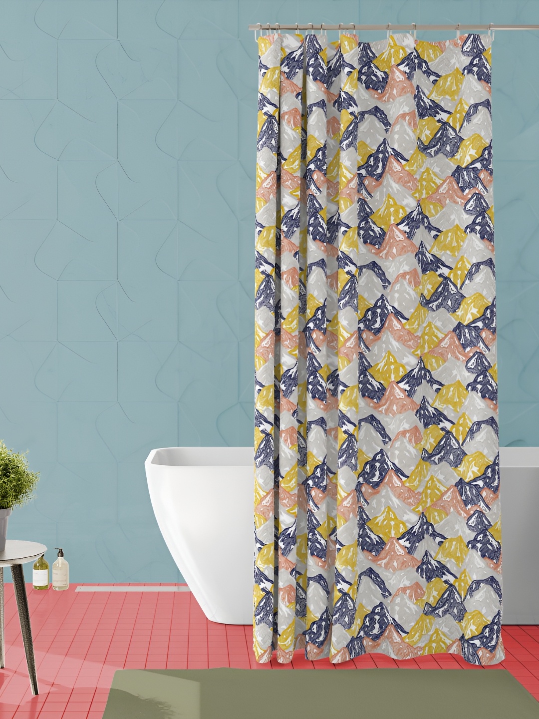 

ArtzFolio Grey & Yellow Piece Waterproof Shower Curtain