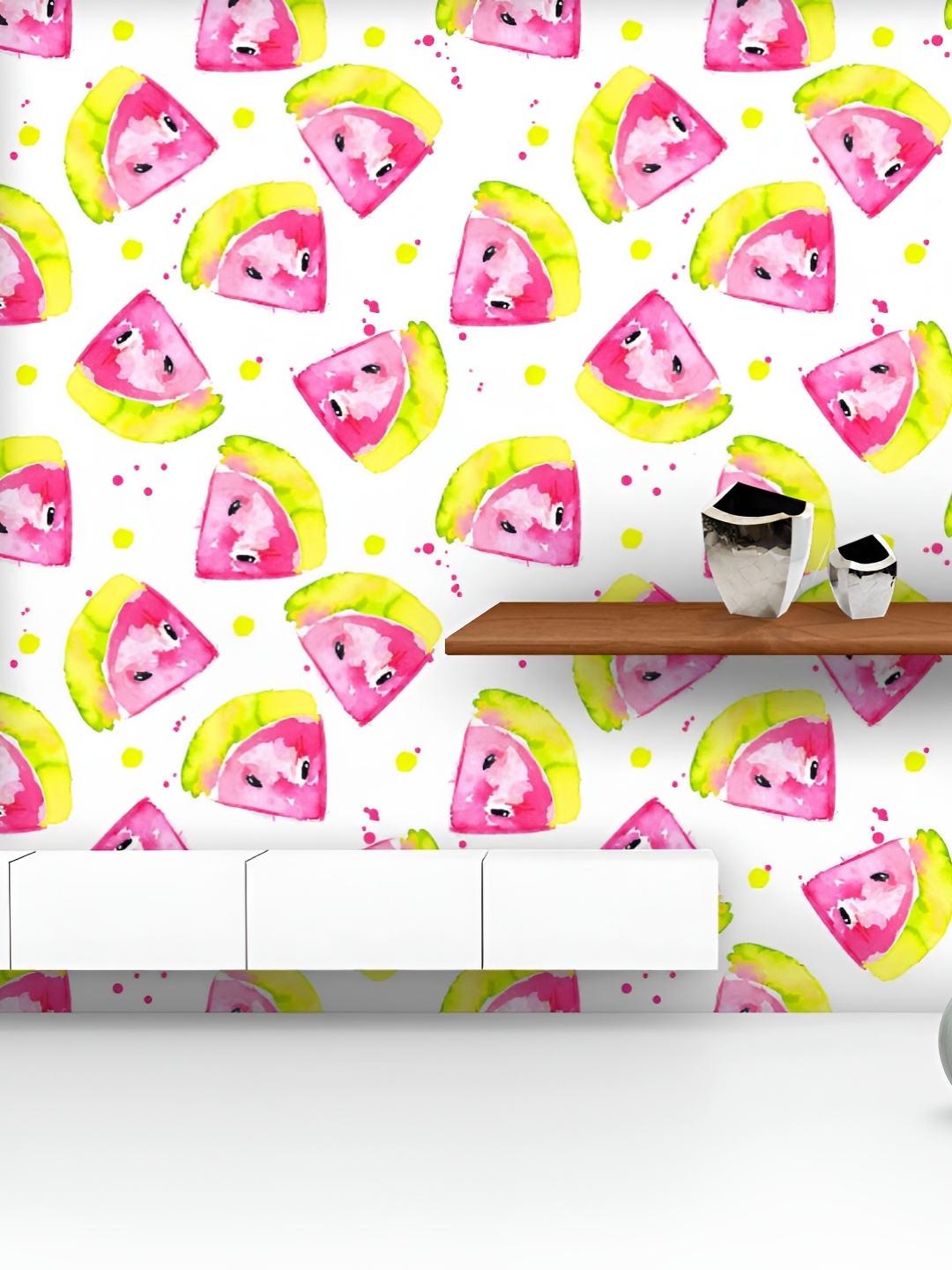 

ArtzFolio Printed UV-Resistant Anti-Bacterial Pink Watermelons Pattern Peel & Stick Wallpaper, Multi