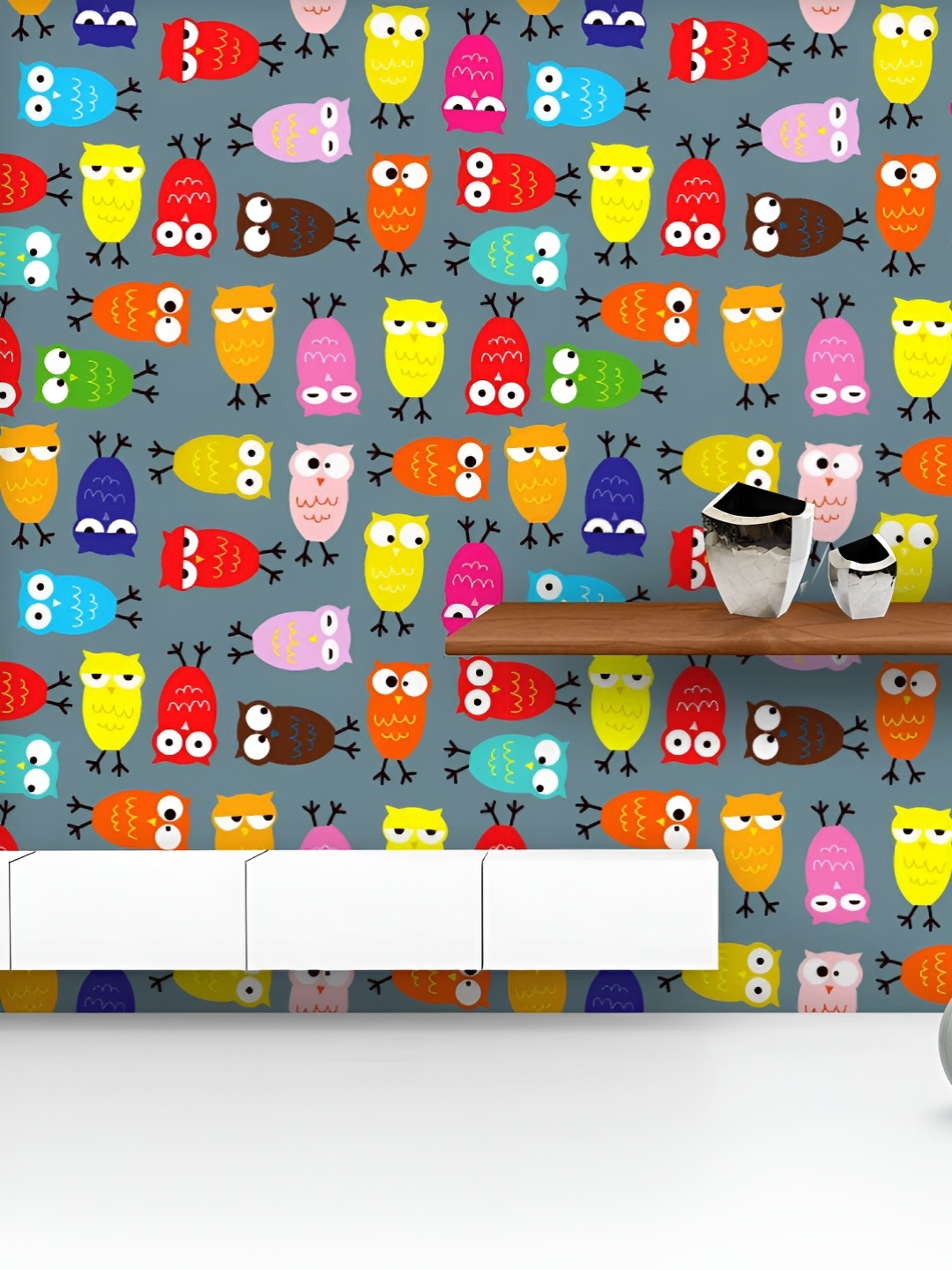 

ArtzFolio Printed UV-Resistant Anti-Bacterial Owl Pattern Peel & Stick Wallpaper, Multi