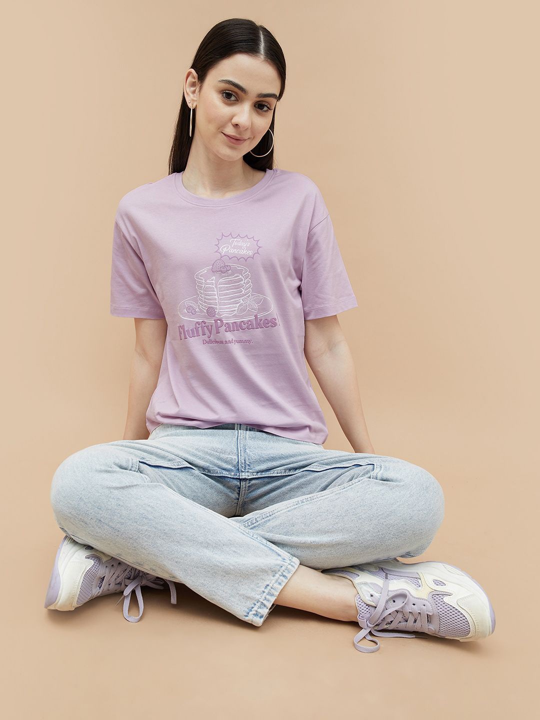 

Fame Forever by Lifestyle Women Typography Printed Cotton T-Shirt, Purple