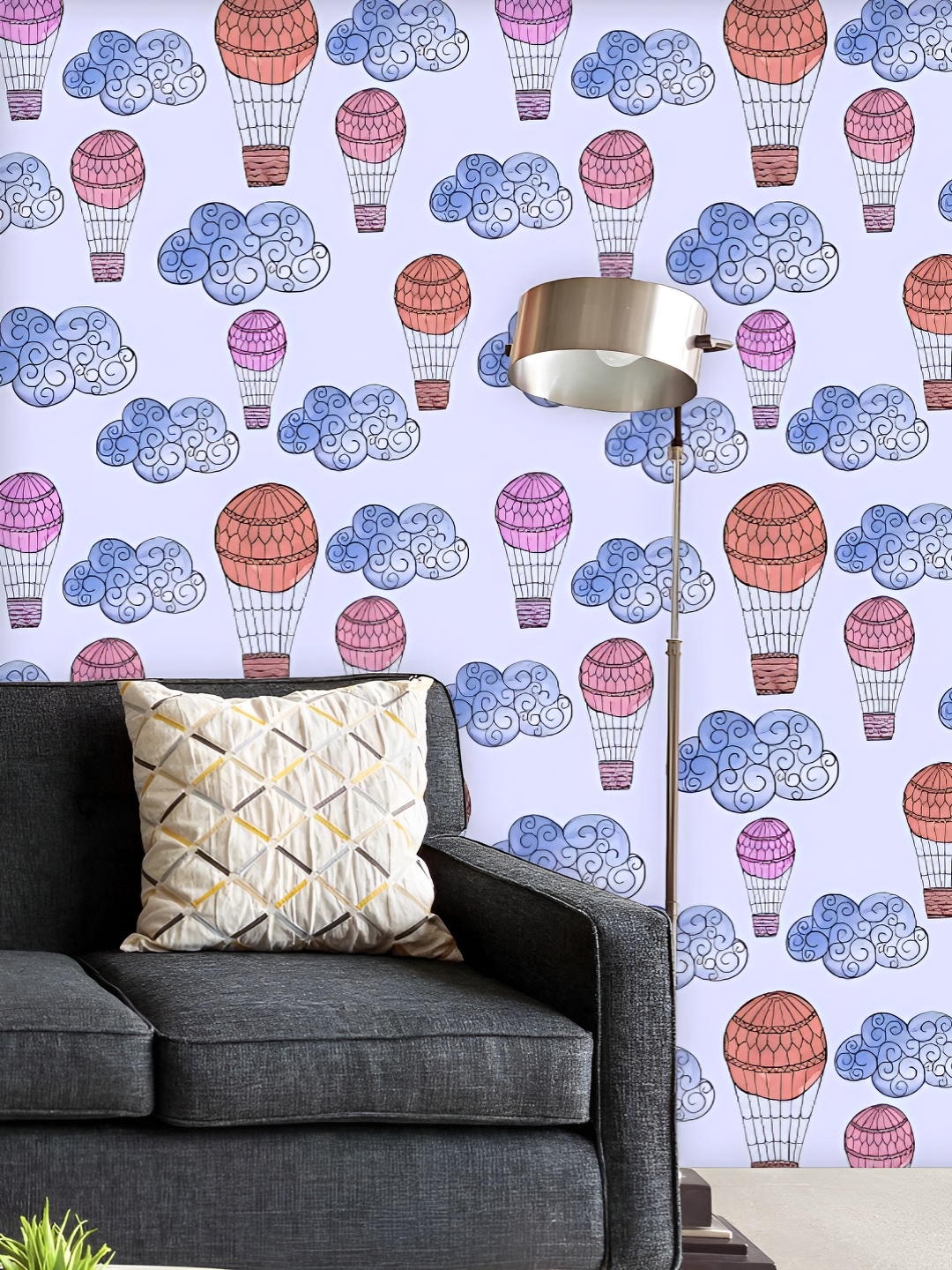 

ArtzFolio Printed UV-Resistant Anti-Bacterial Watercolor Balloons Clouds Peel & Stick Wallpaper, Multi