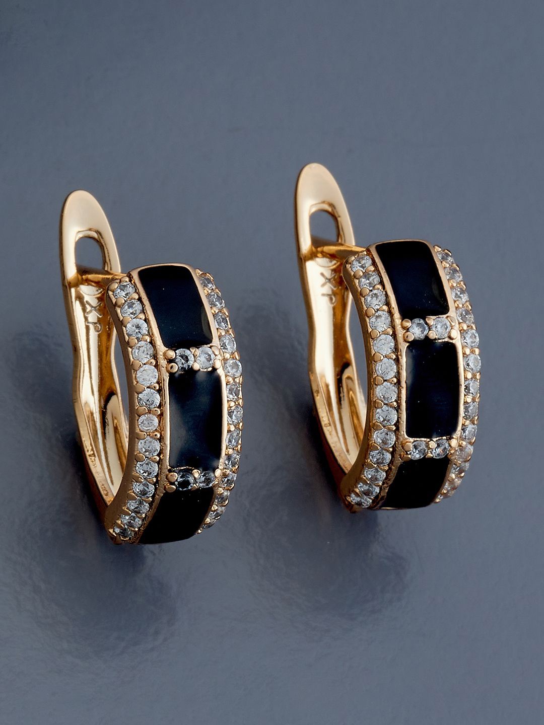 

Kushal's Fashion Jewellery Gold-Plated Zircon Circular Hoop Earrings