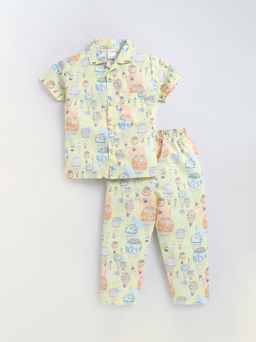 

NAUTI KIDZ Boys Pure Cotton Conversational Printed Night suit, Yellow