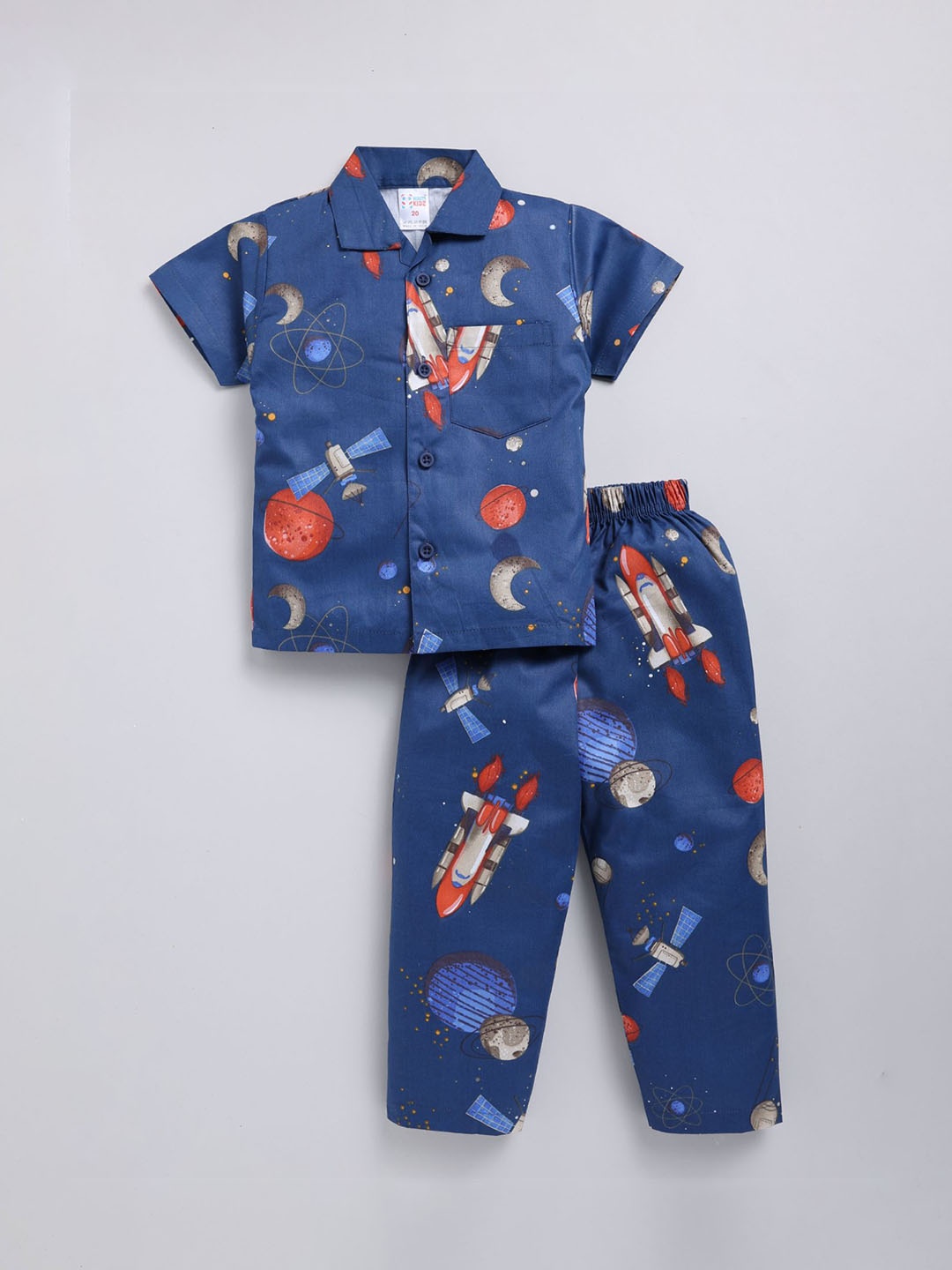 

NAUTI KIDZ Boys Graphic Printed Cotton Night suit, Blue